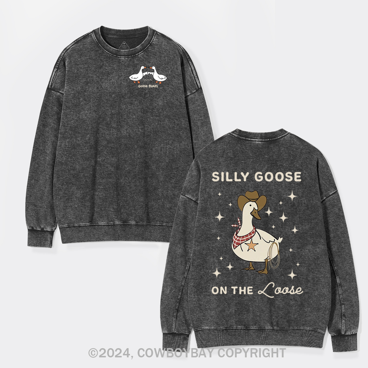 Retro Silly Goose On The Loose Washed Sweatshirts