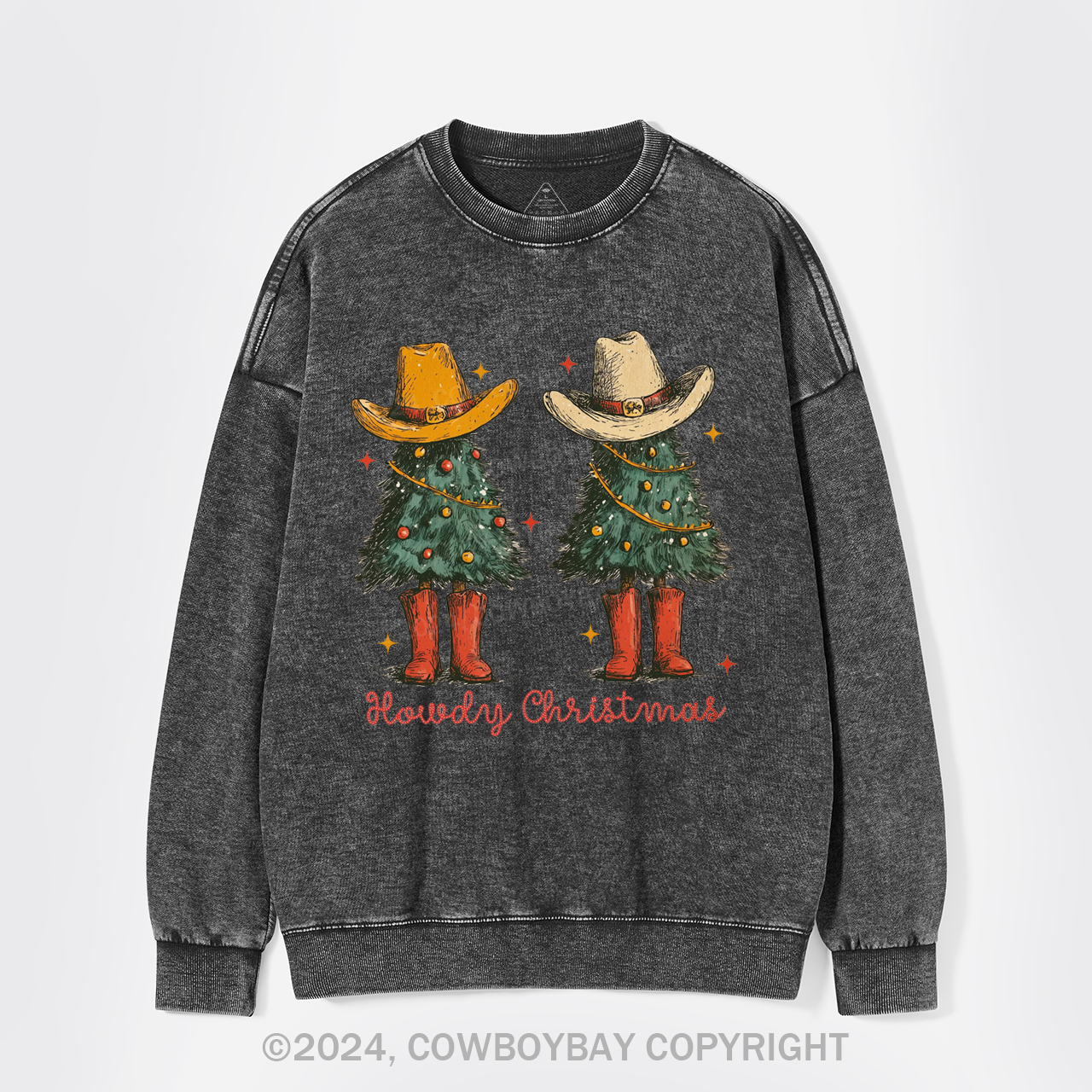 Retro Christmas Tree Washed Sweatshirts