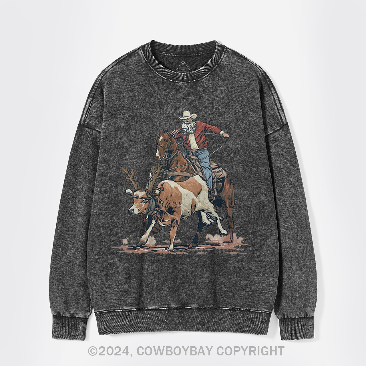 Western Roping Santa Washed Sweatshirts