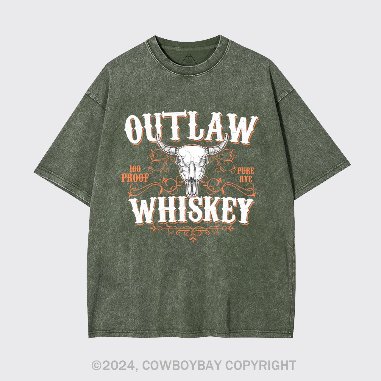 Outlaw Whiskey 100 Proof Pure Rye Garment-dye Tees