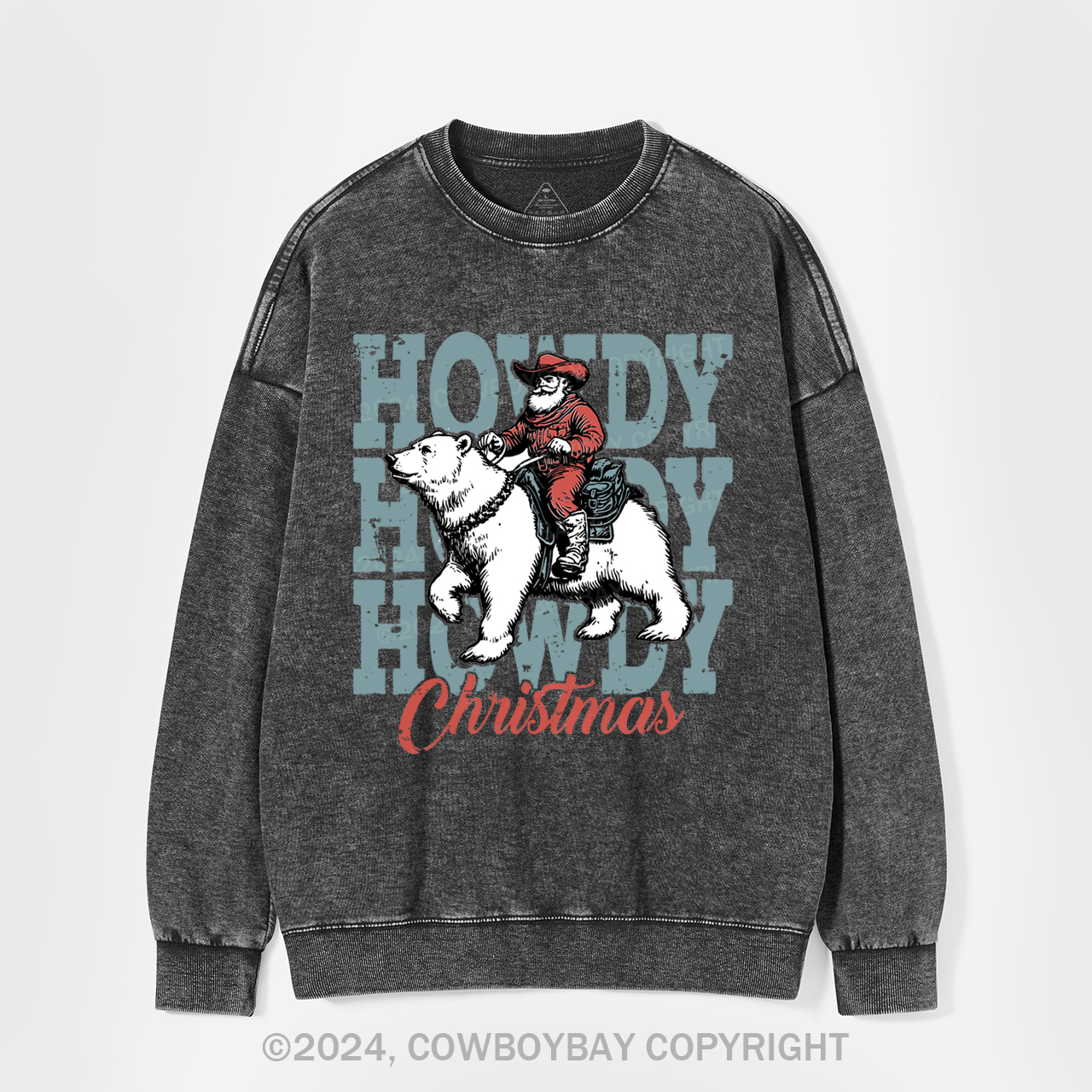 Santa Claus And Polar Bear Washed Sweatshirts