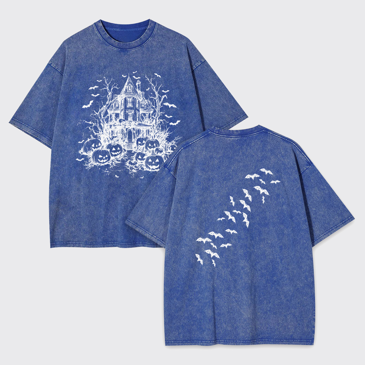 Vintage Haunted House Halloween Garment-dye Tees