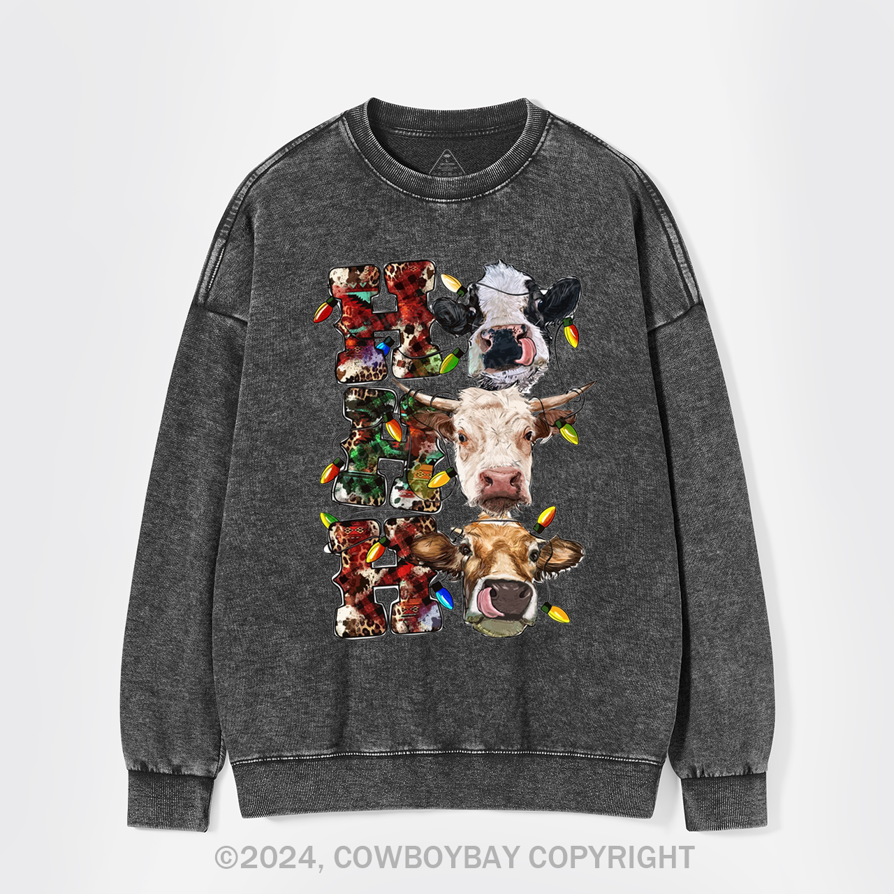 Ho Ho Ho Cows Washed Sweatshirts