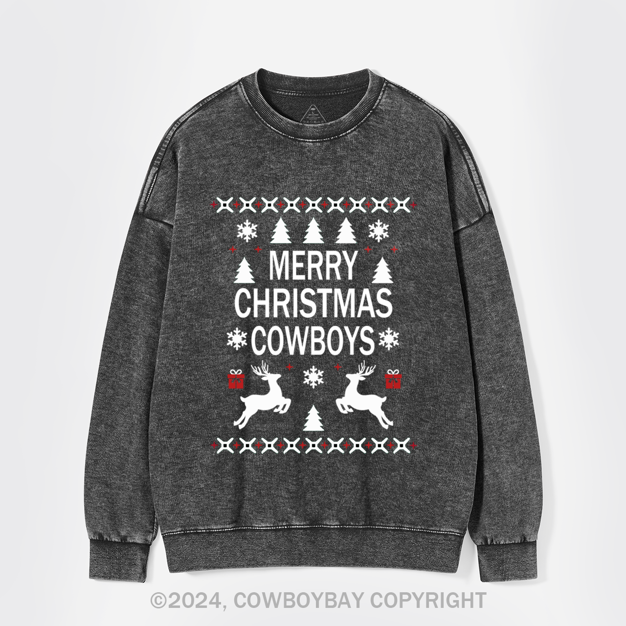 Merry Christmas Cowboys Washed Sweatshirts