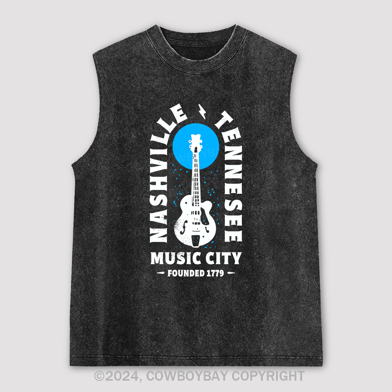 Nashville Tennessee Music City Guitar Washed Tanks