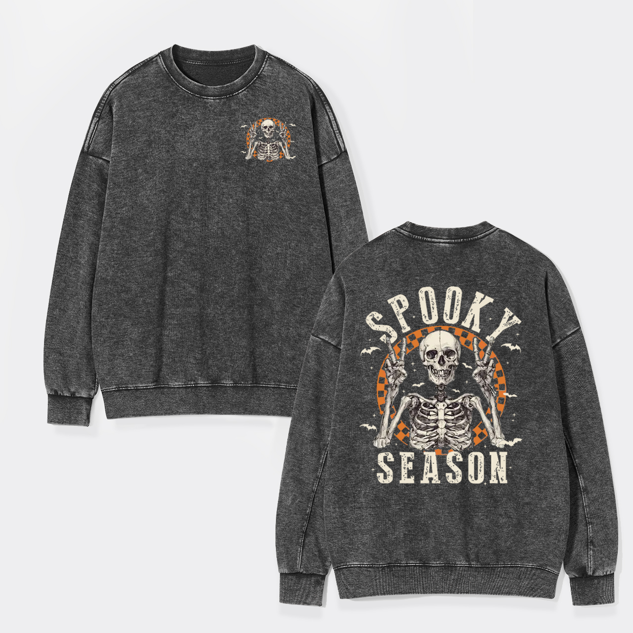 Fall Spooky Retro Halloween Washed Sweatshirts