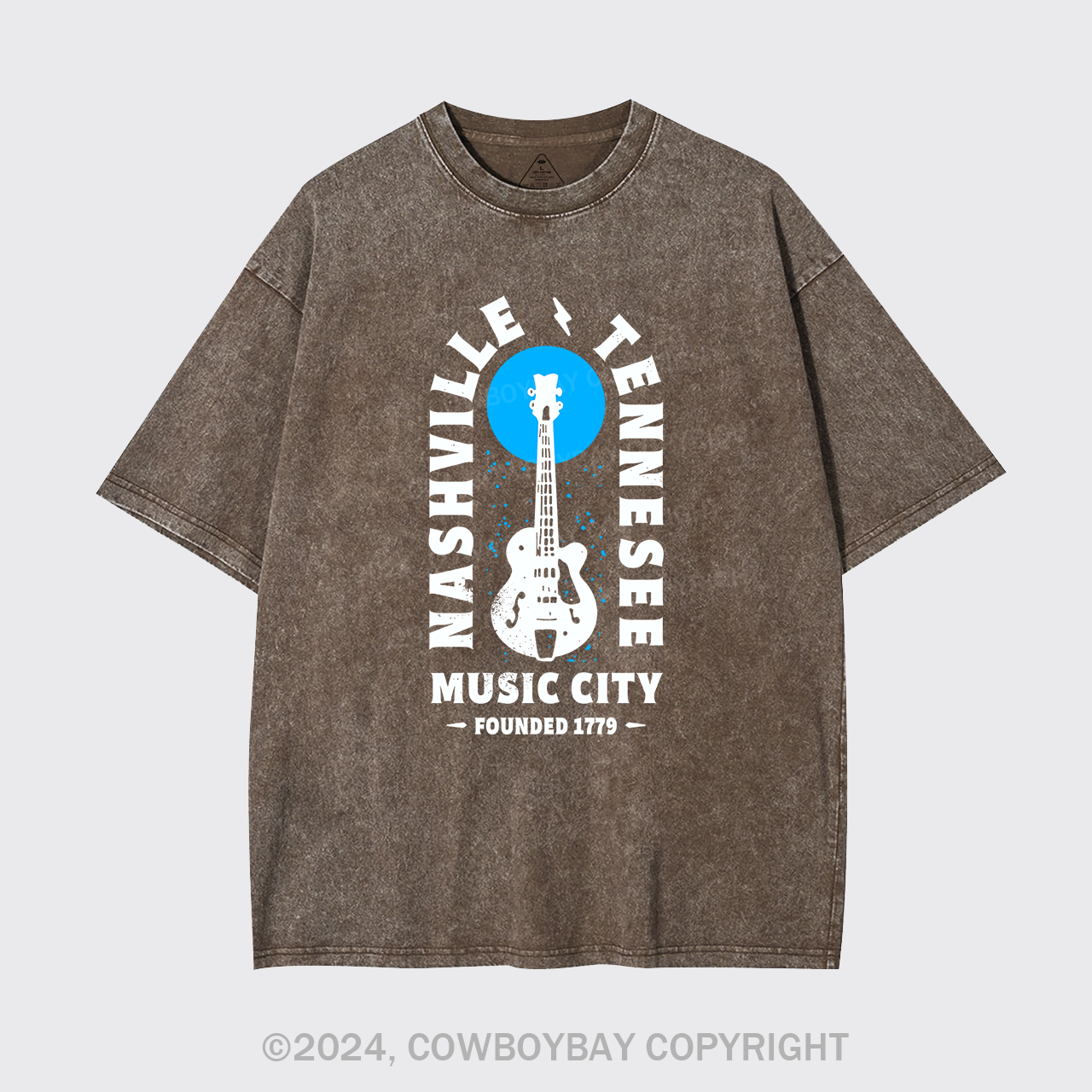 Nashville Tennessee Music City Guitar Garment-dye Tees