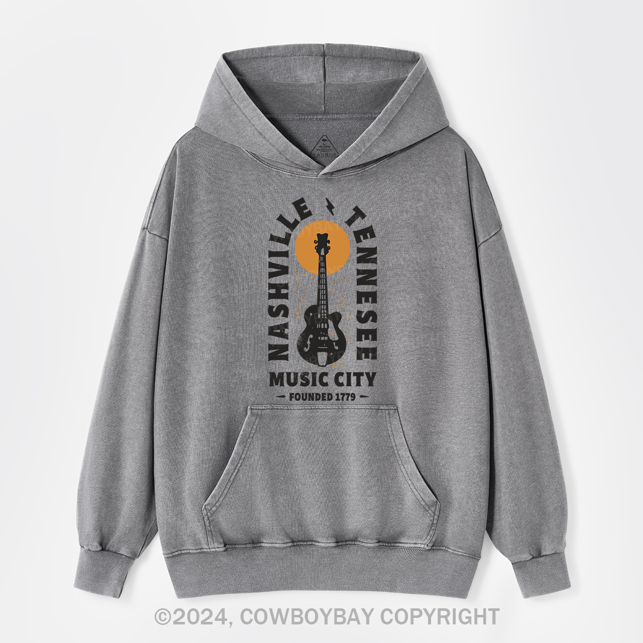 Nashville Tennessee Music City Guitar Garment-Dye Hoodies