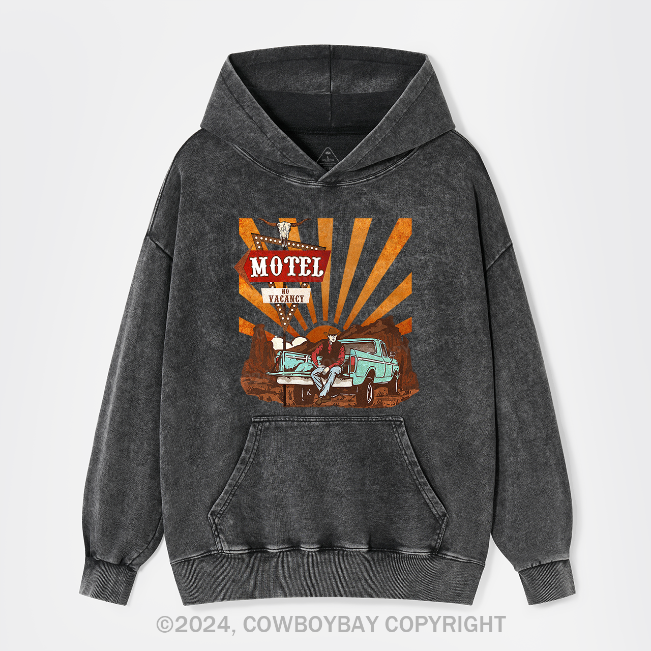 Cowboy Motel Desert Truck Garment-Dye Hoodies