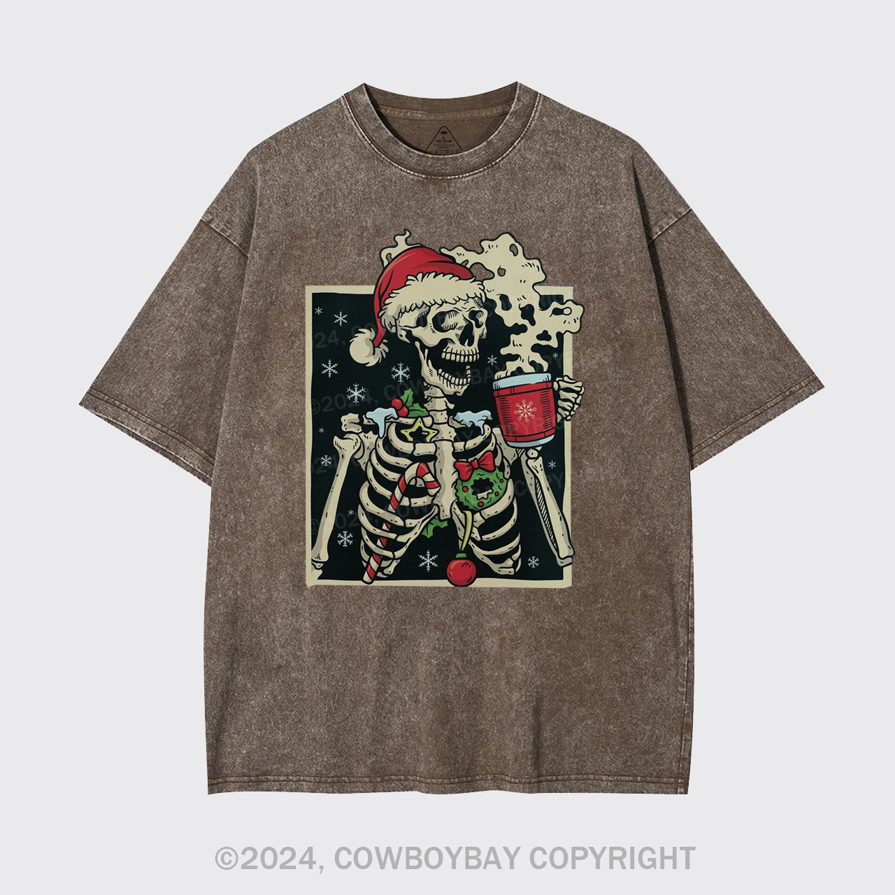 Dead Inside Skeleton Christmas Garment-dye Tees