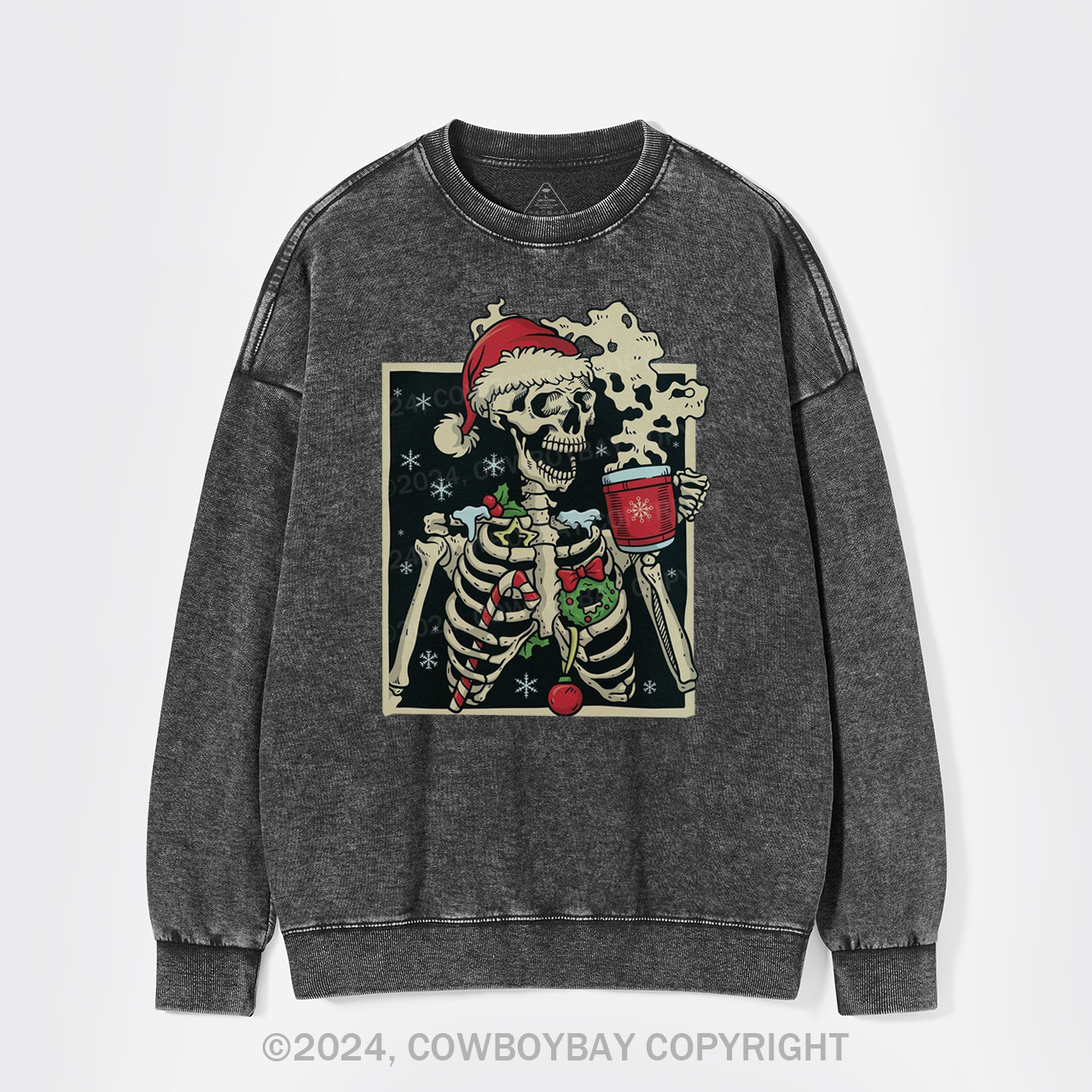 Dead Inside Skeleton Christmas Washed Sweatshirts