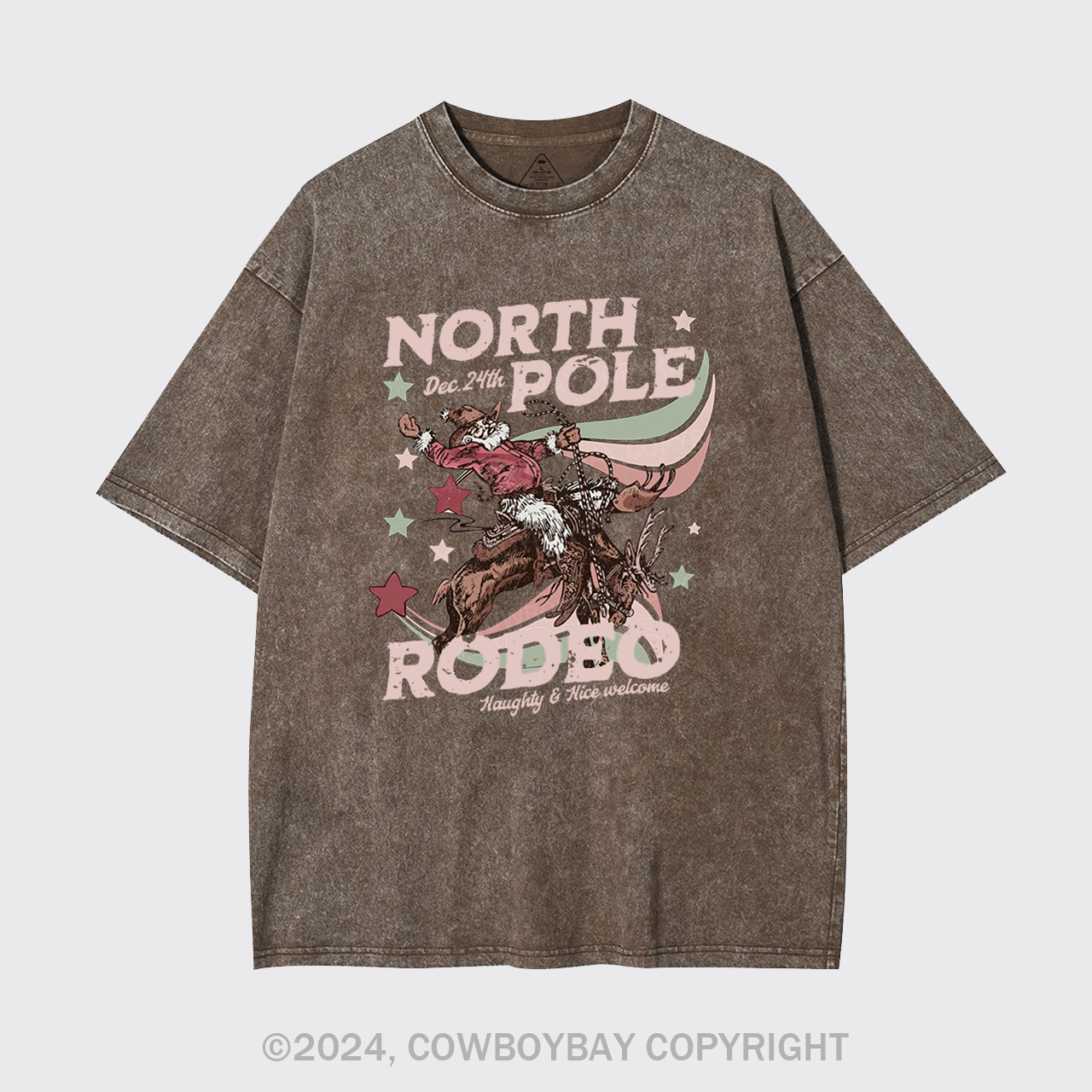 North Pole Rodeo Retro Western Christmas Garment-dye Tees