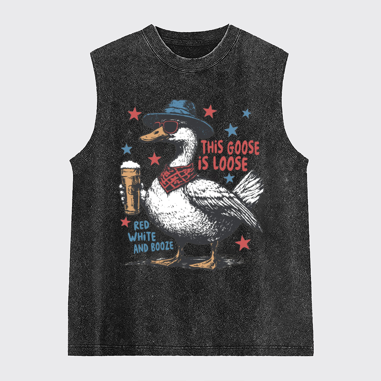 Humorous 4th Of July-This Goose Is Loose Washed Tanks