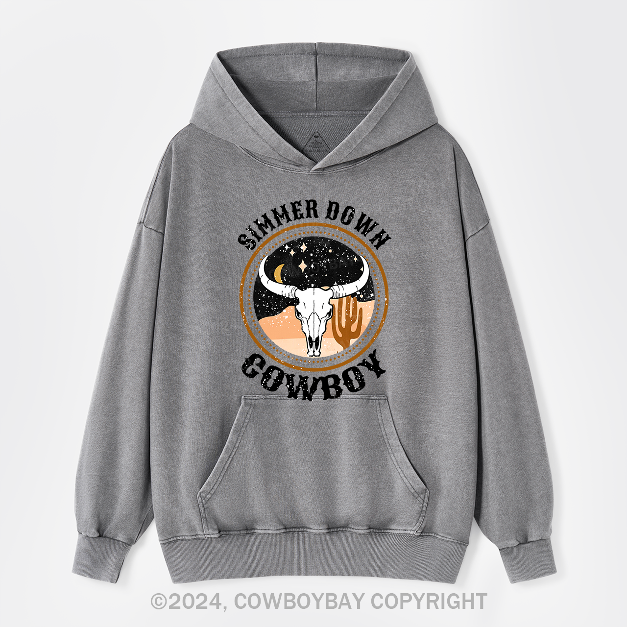 Simmer Down Western Cowboy Garment-Dye Hoodies