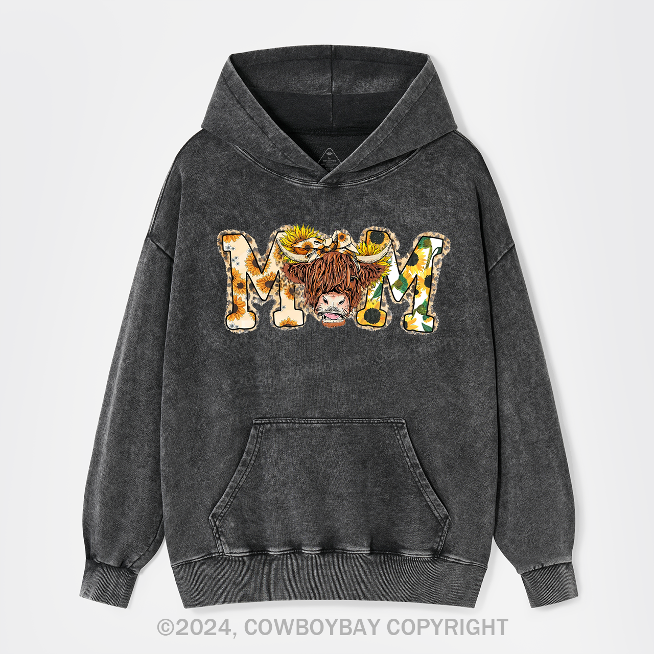 Mom Cow Western Garment-Dye Hoodies