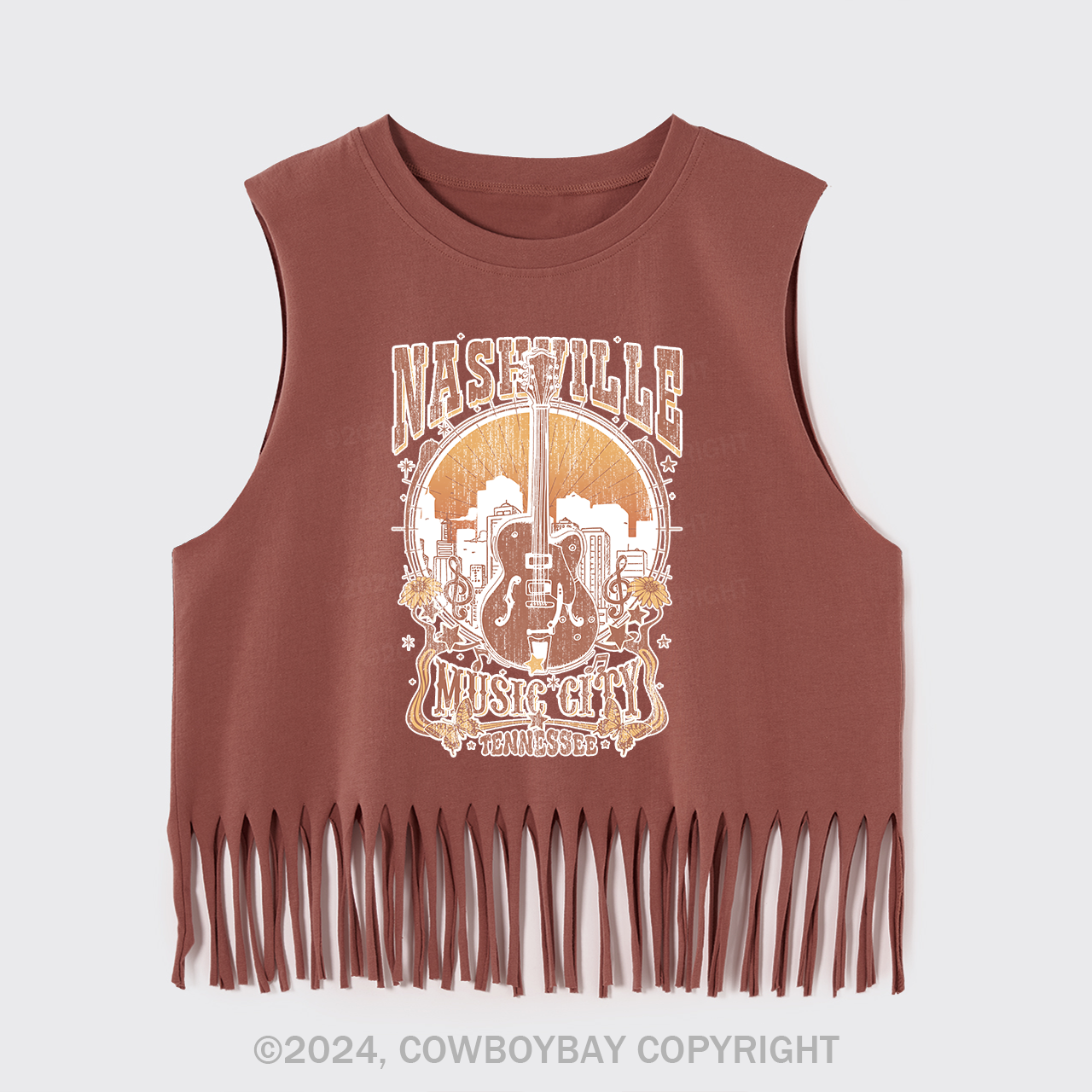 Nashville Music City Vintage Guitar Fringe Tank