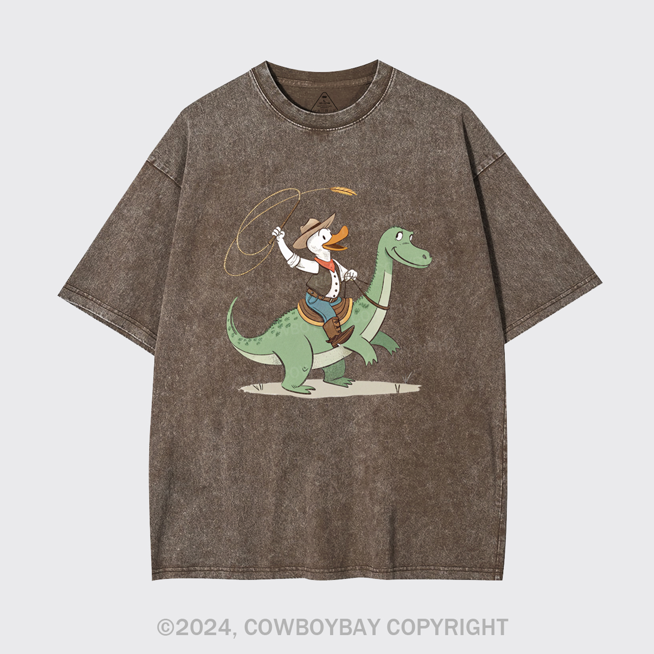 Cowboy Duck Riding Dinosaur Garment-dye Tees
