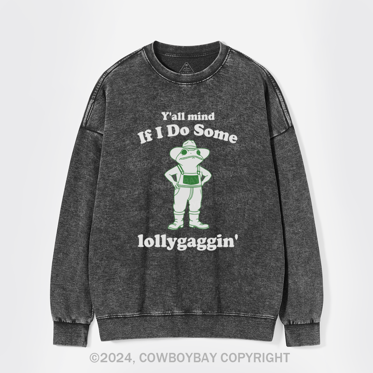 Funny Cowboy Frog Washed Sweatshirts