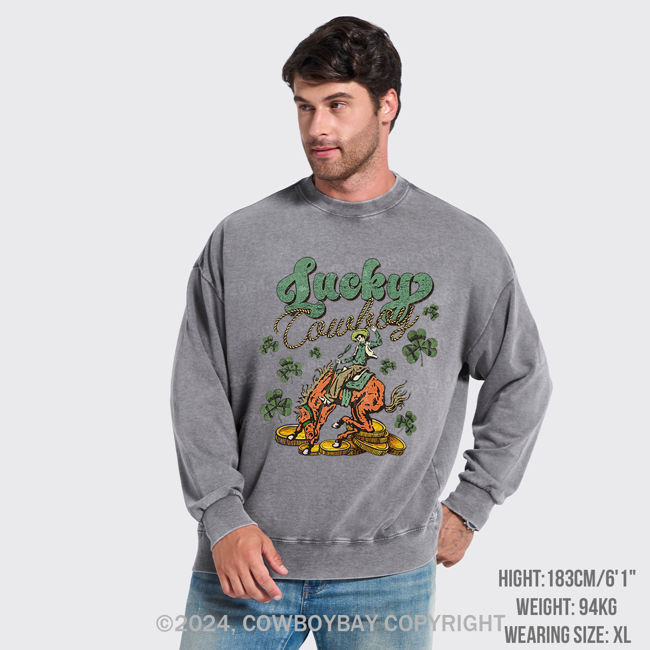 Lucky Cowboy Horse Washed Sweatshirts