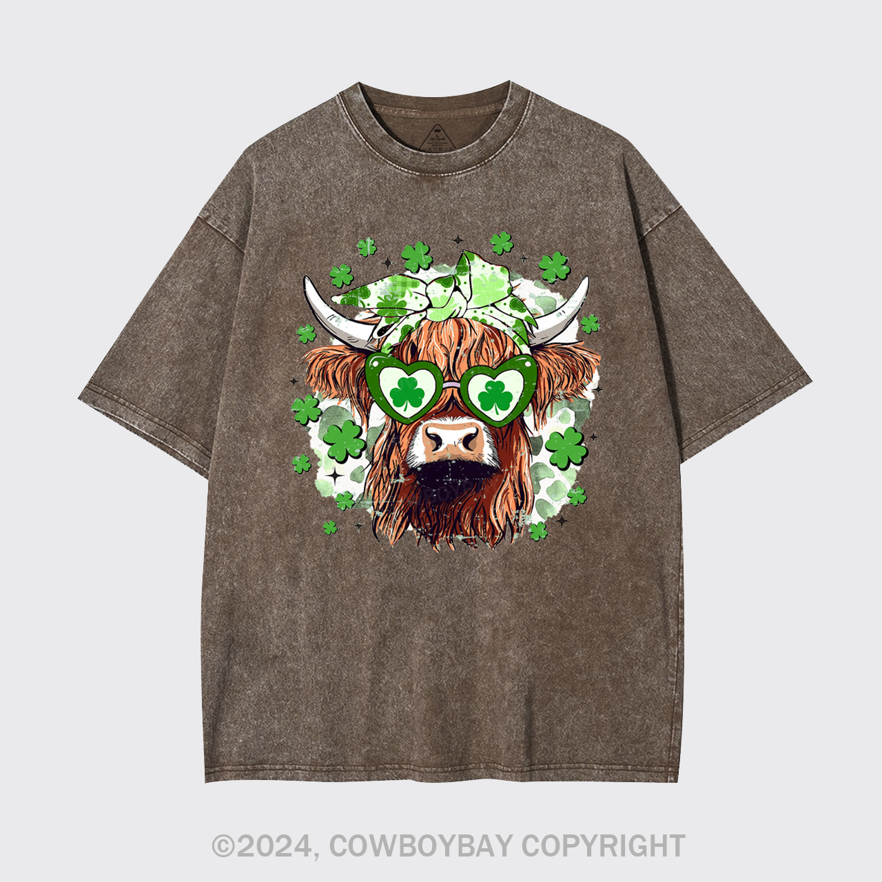 St Patrick's Day Highland Cow Garment-dye Tees