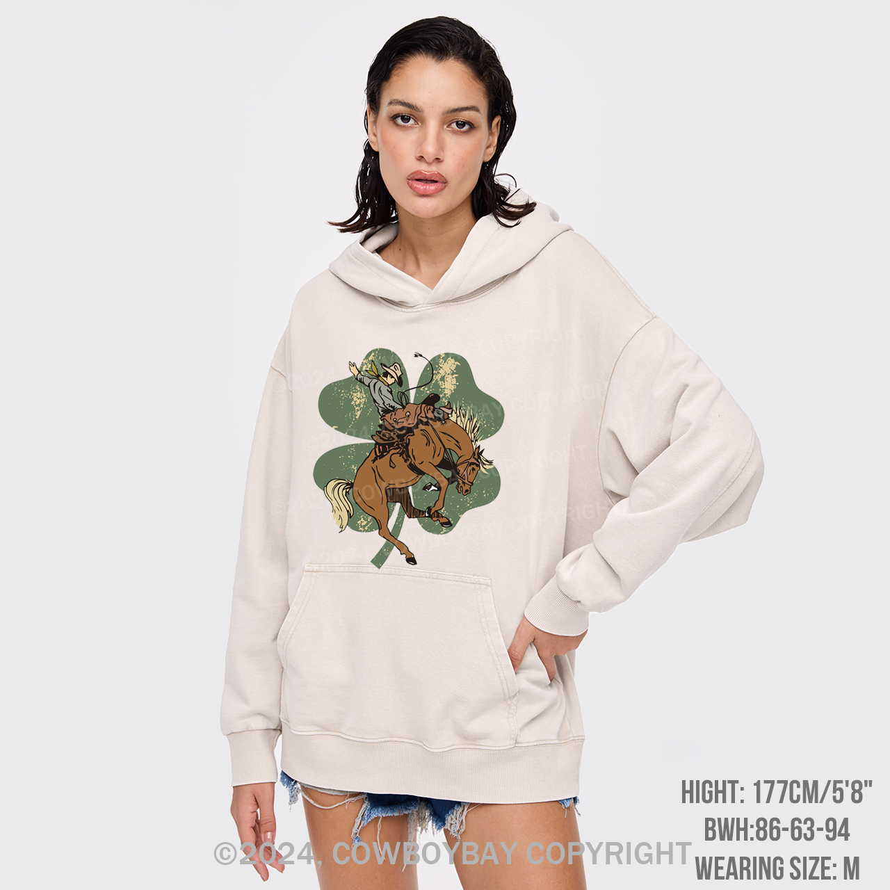 Lucky Bronc Horse Garment-Dye Hoodies