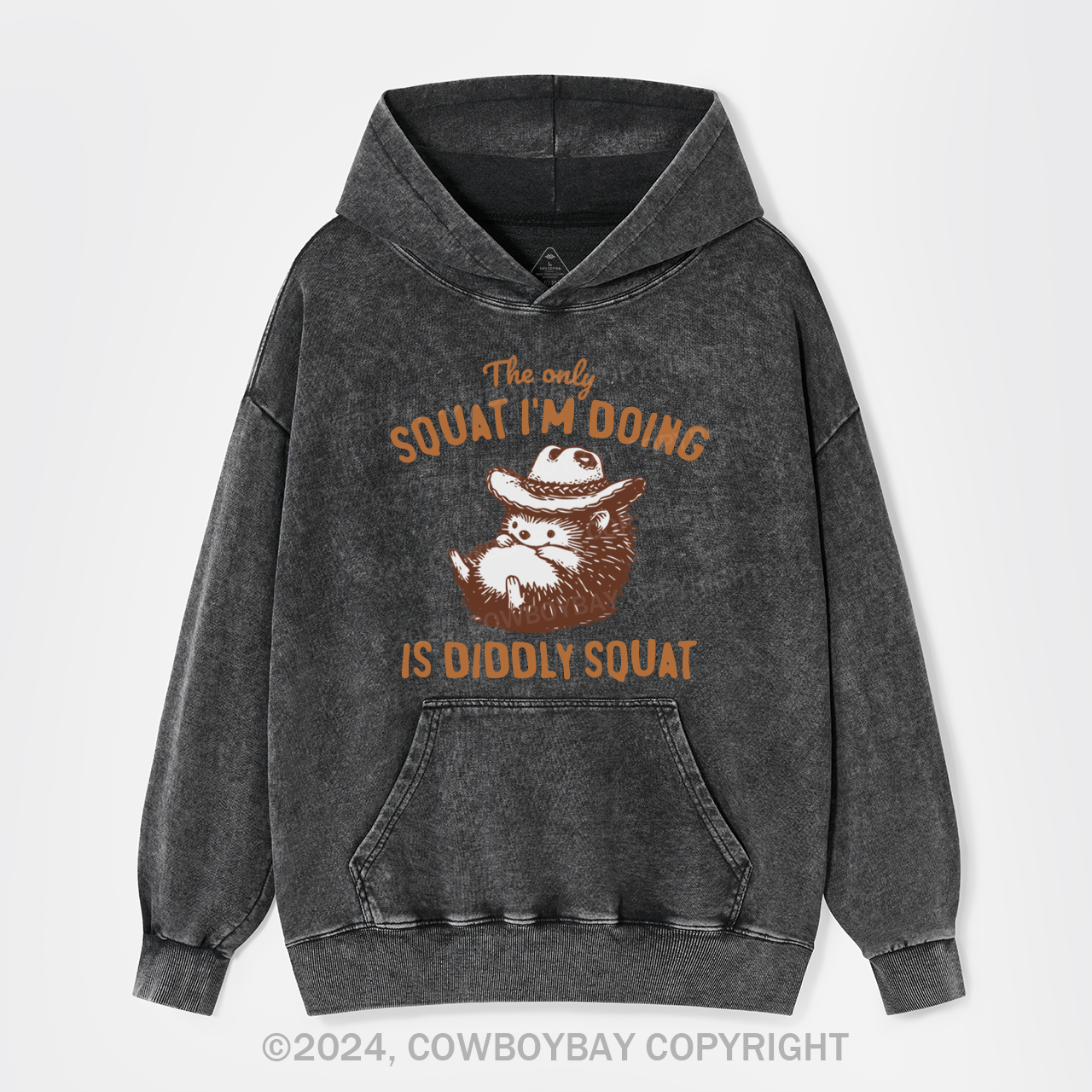 Funny Cowboy Racoon In Vintage Style Garment-Dye Hoodies
