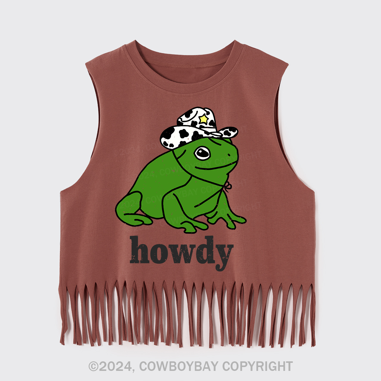 Howdy Cute Frog Fringe Tank
