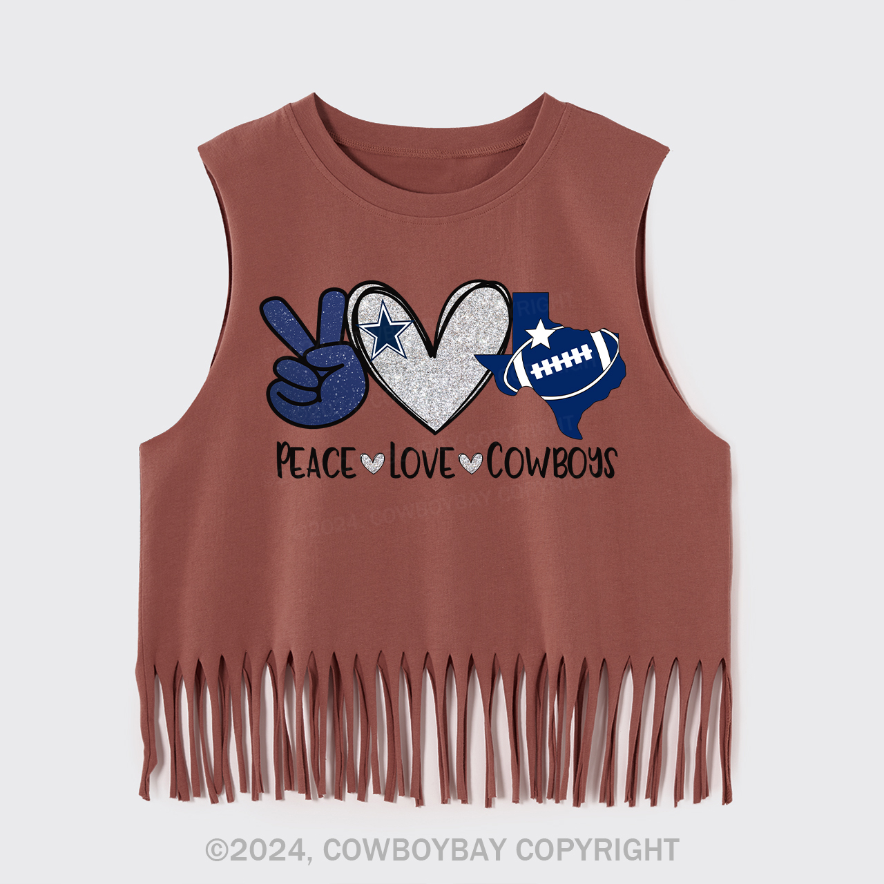 Peace Love America's Team Cowboys Fringe Tank