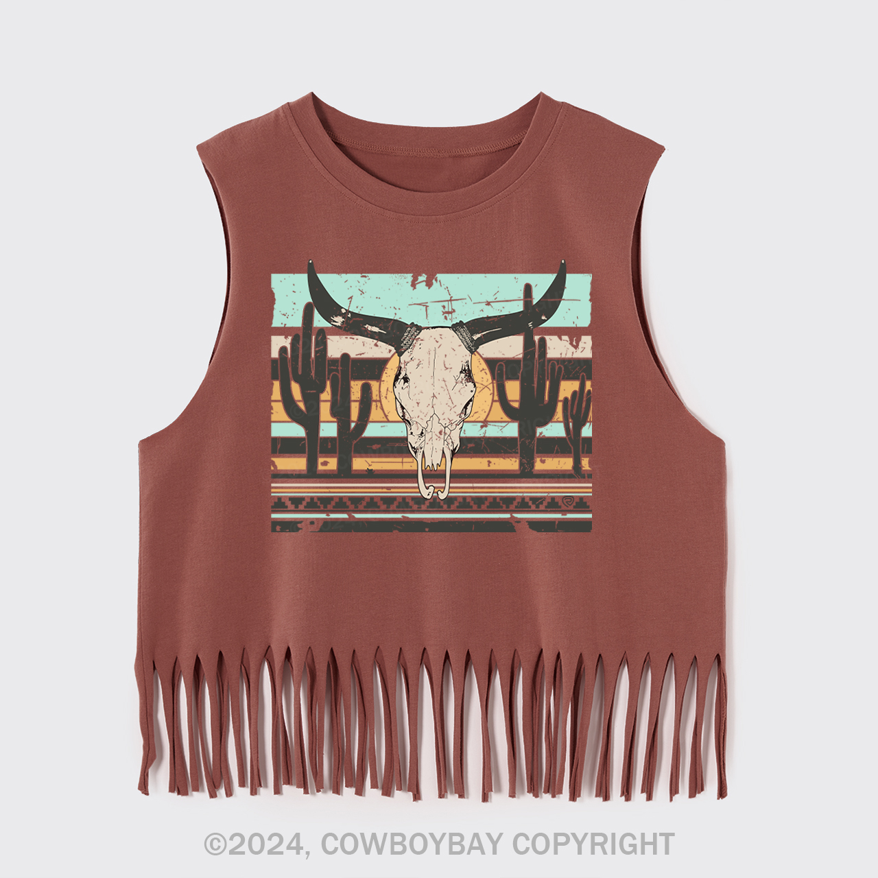 West Wild  Cow Bull Fringe Tank