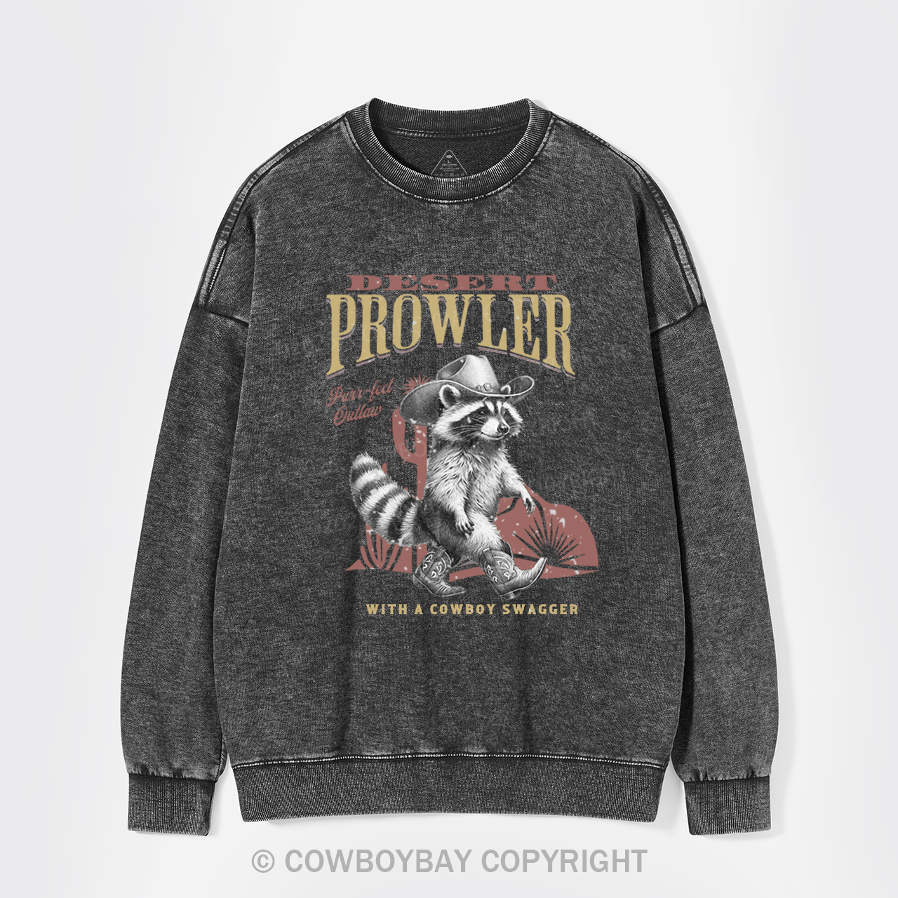 Retro Cowboy Raccoon Washed Sweatshirts