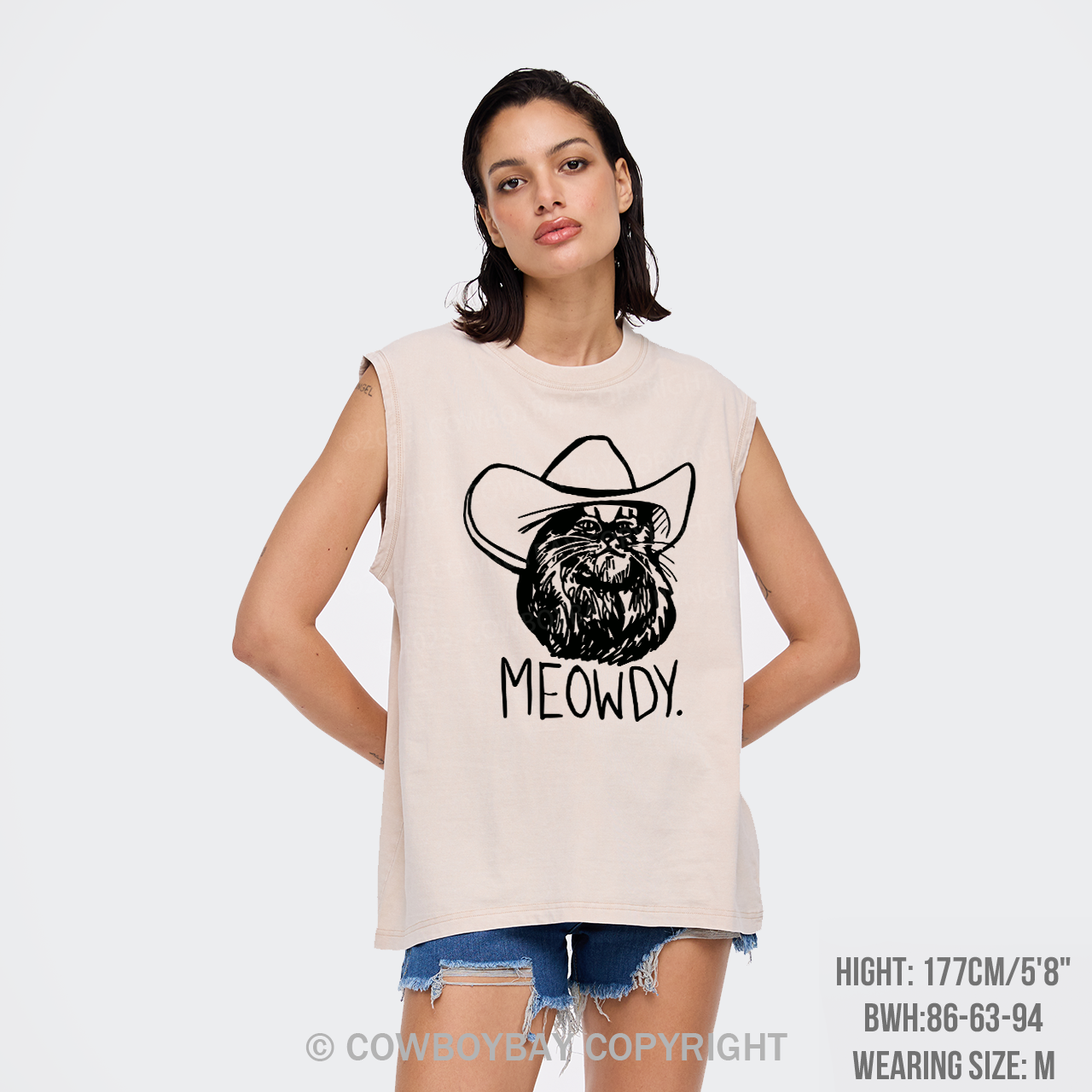 Meowdy Texas Cat Washed Tanks