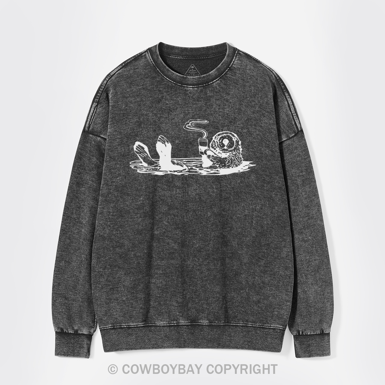 Otters Drink Coffee Washed Sweatshirts