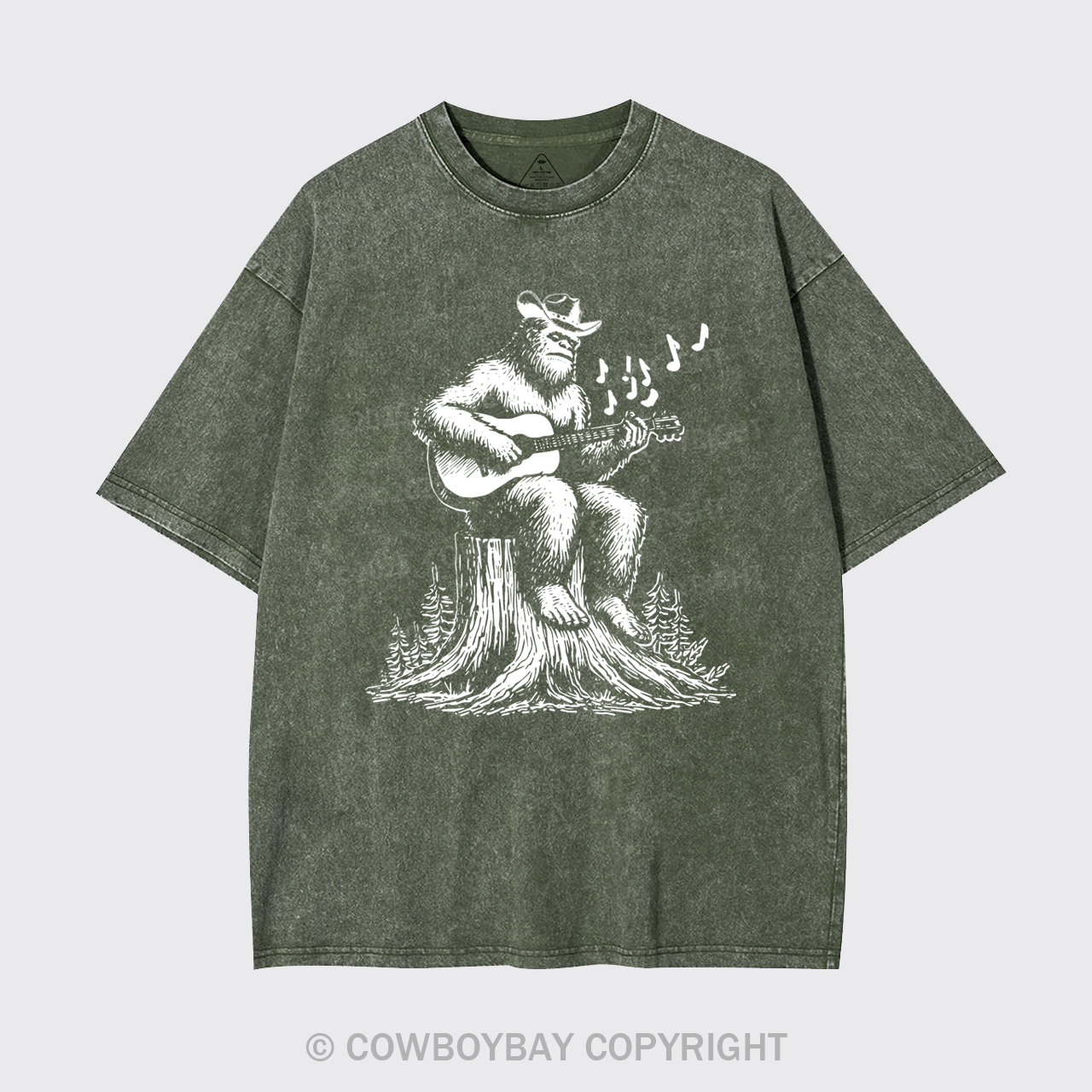 Retro Bigfoot Playing Guitar Garment-dye Tees