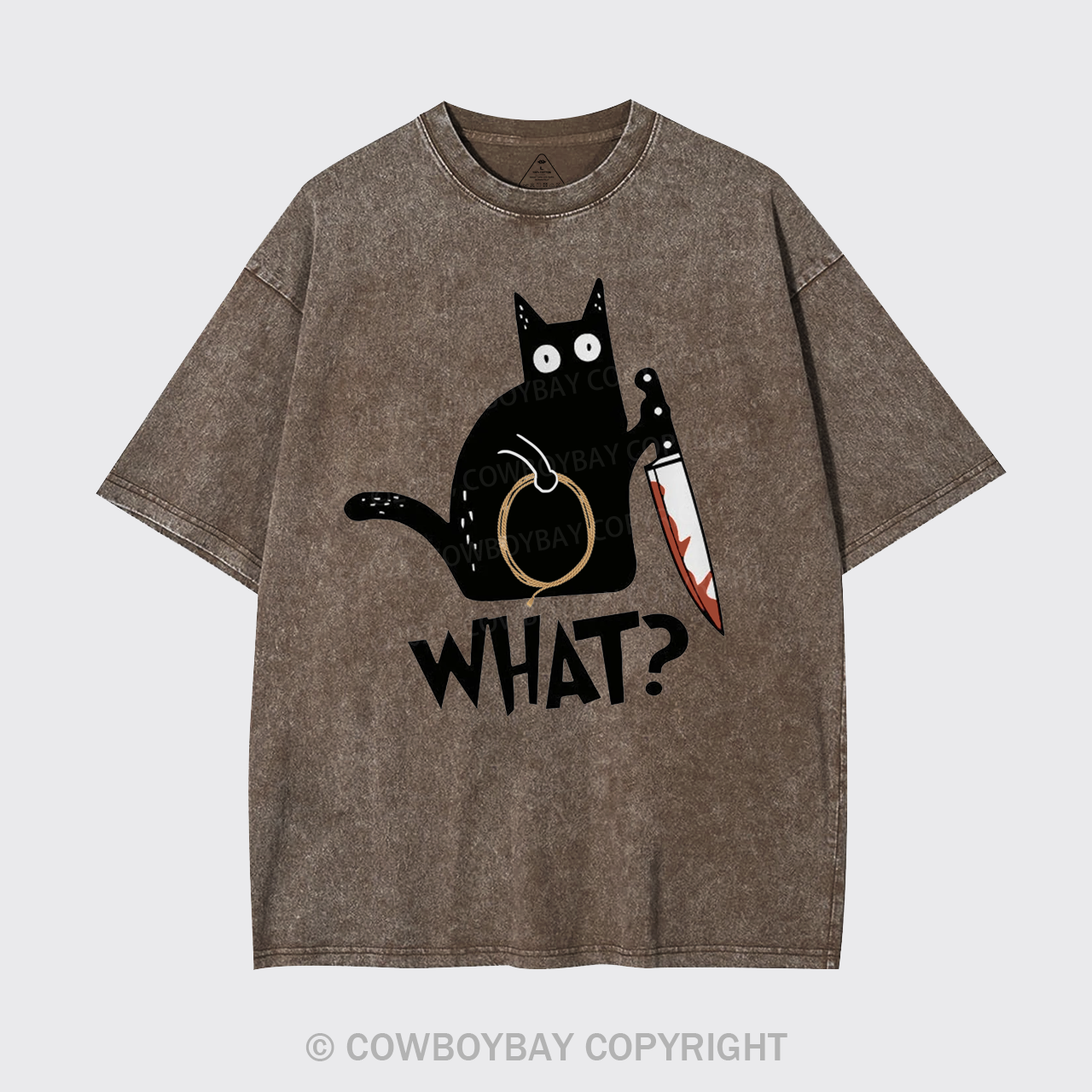 Murderous Black Cat With Knife Garment-dye Tees