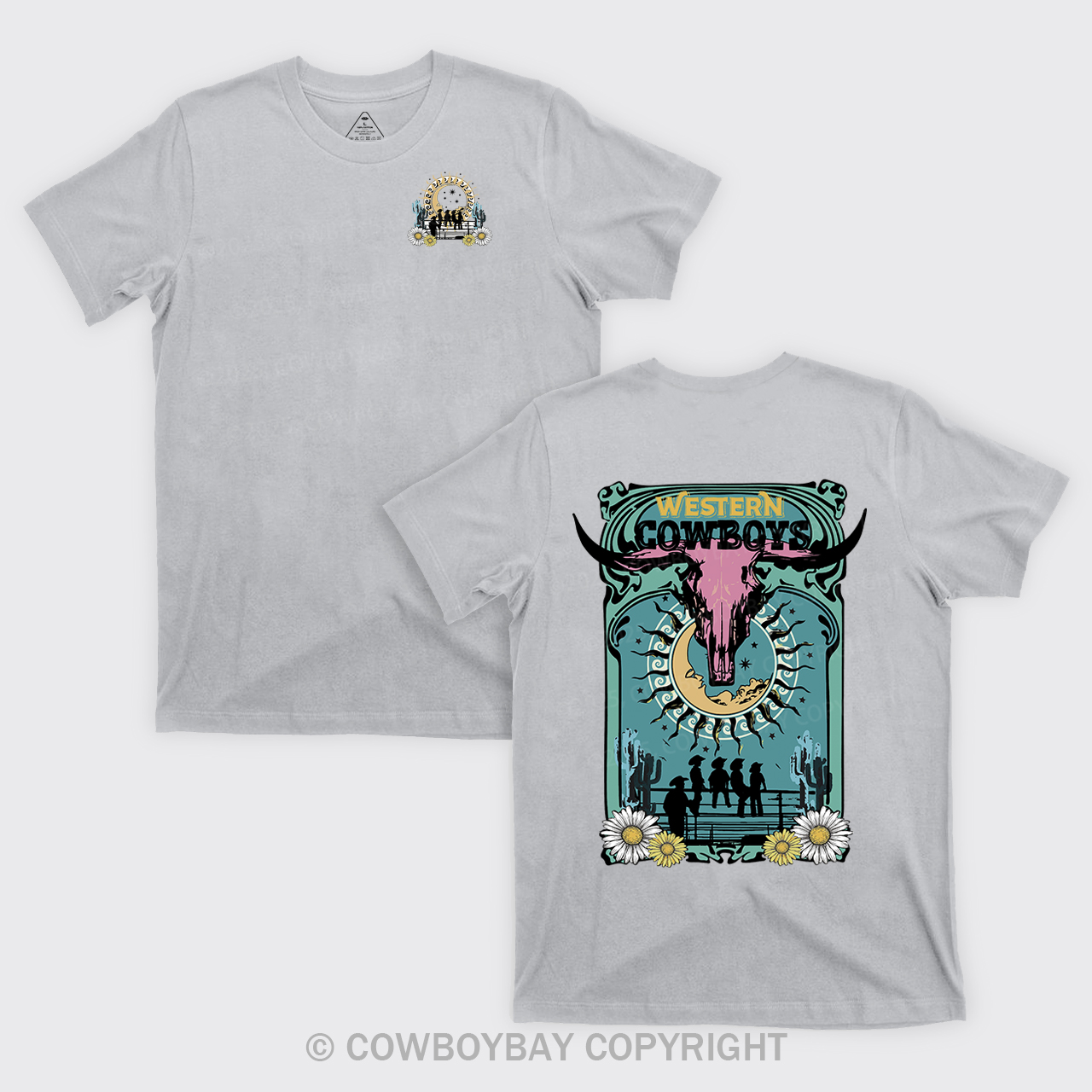 Western Cow Skull Retro Cowboy T-Shirts