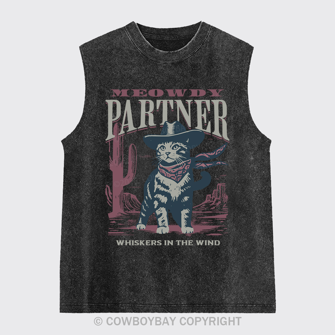 Meowdy Partner Cowboy Cat Washed Tanks