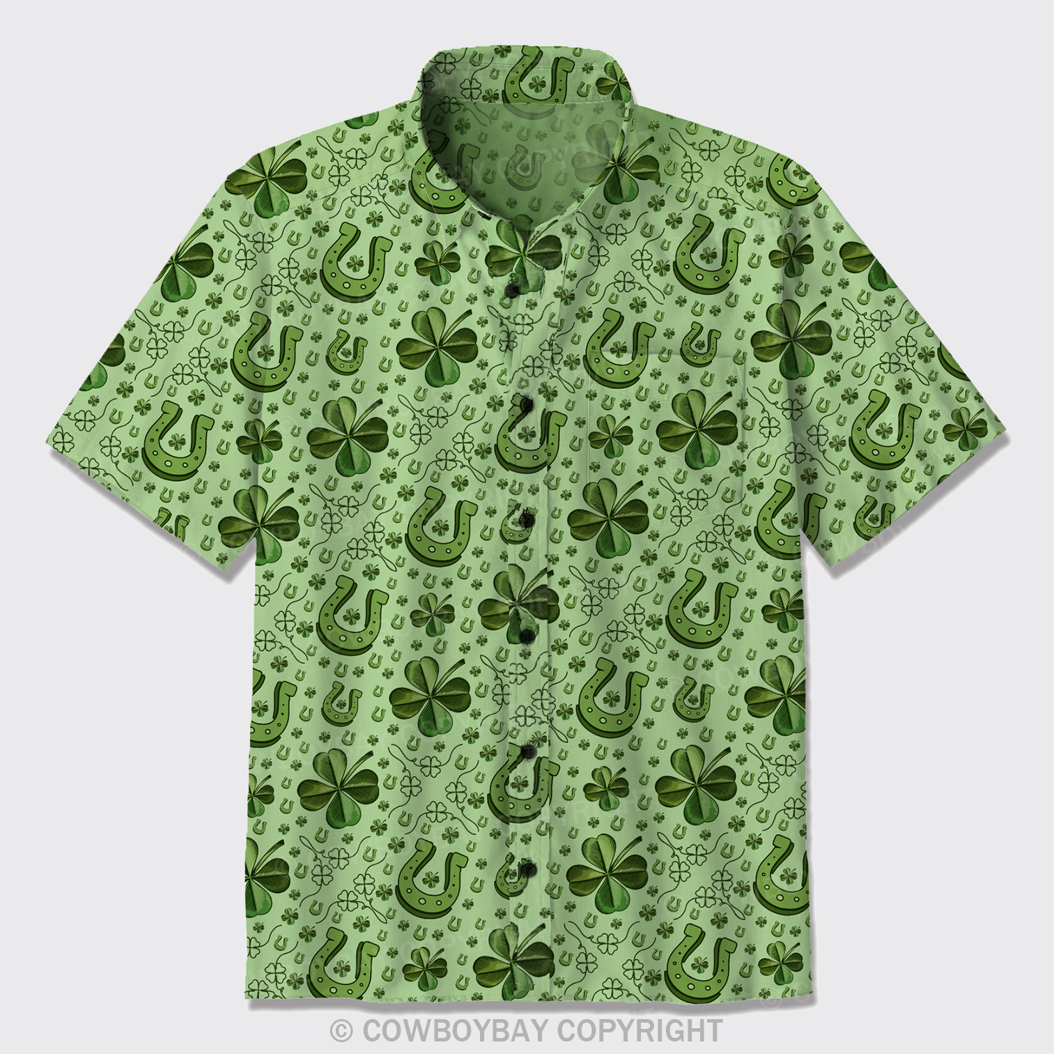Four Leaves Clover And Horseshoe Button Up Shirts