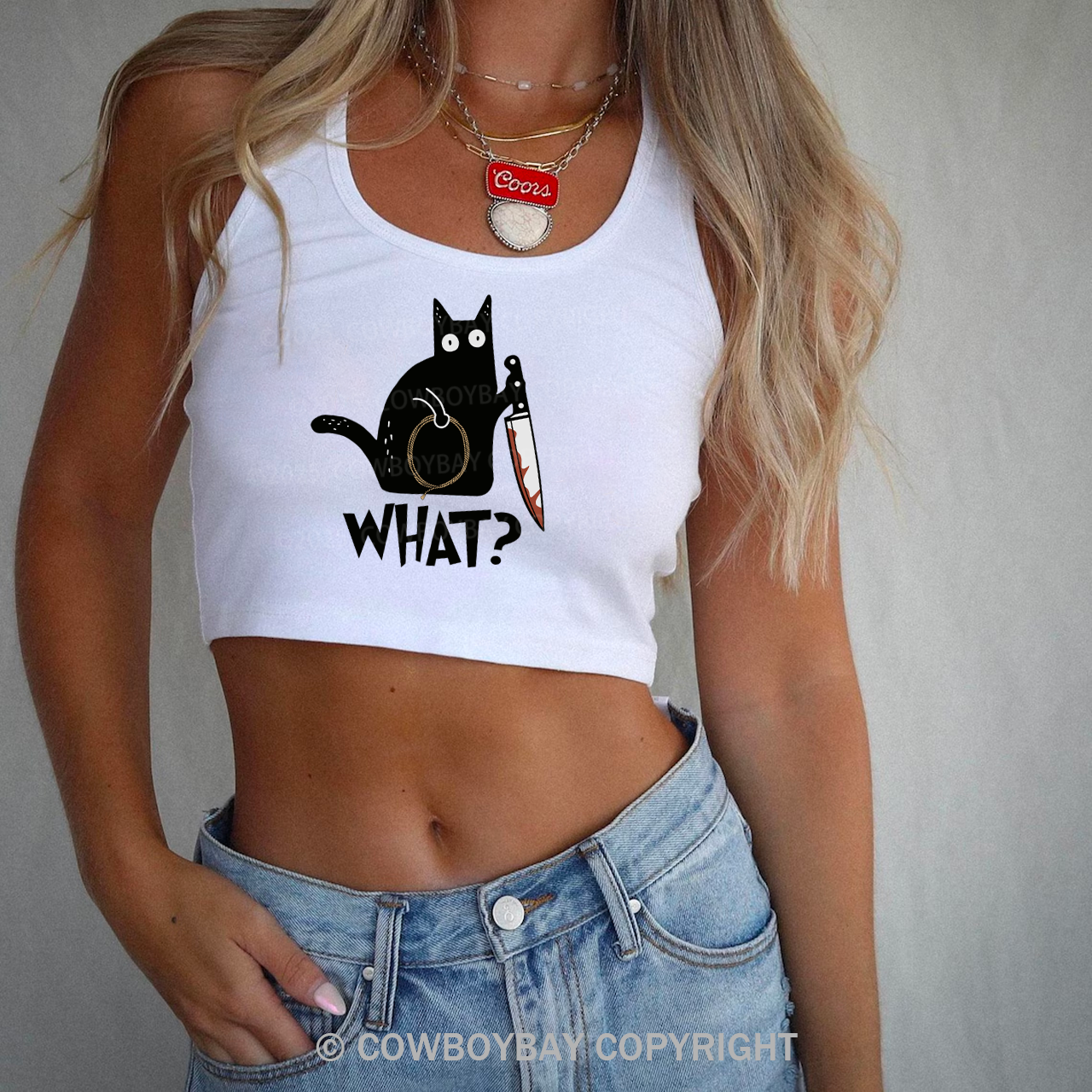 Murderous Black Cat With Knife Tank Top