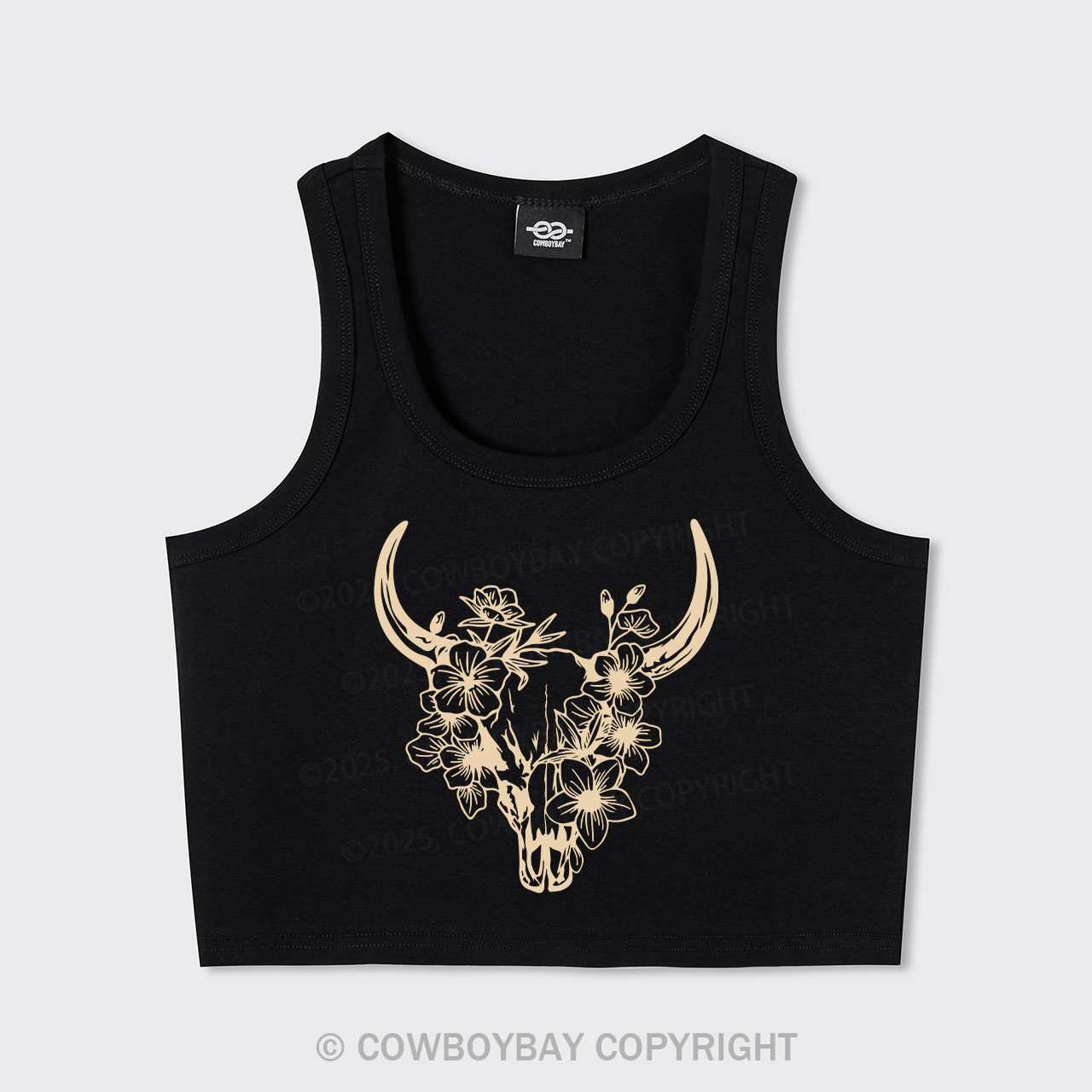 Floral Cow Skull Country Tank Top