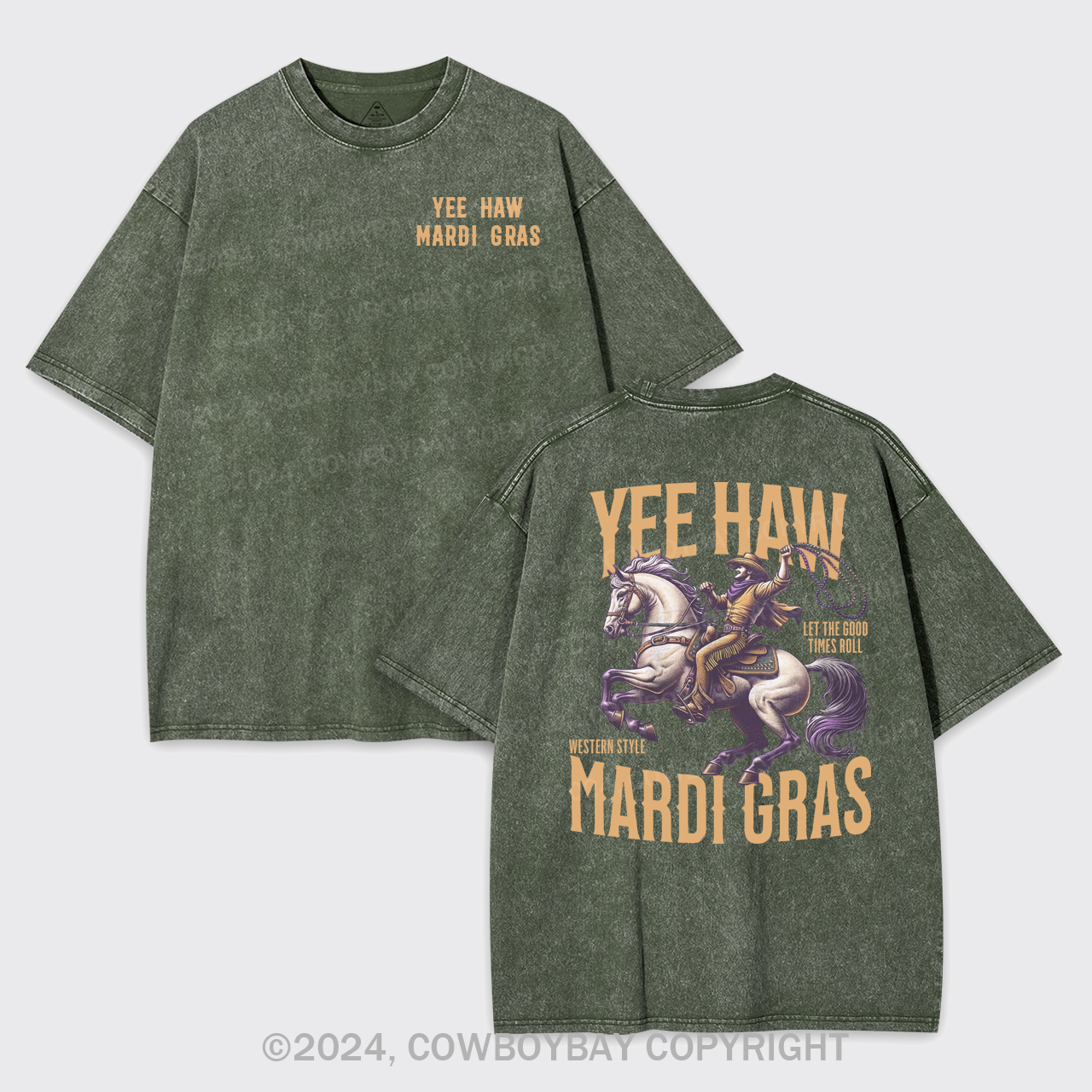 Yee Haw Mardi Gras Garment-dye Tees