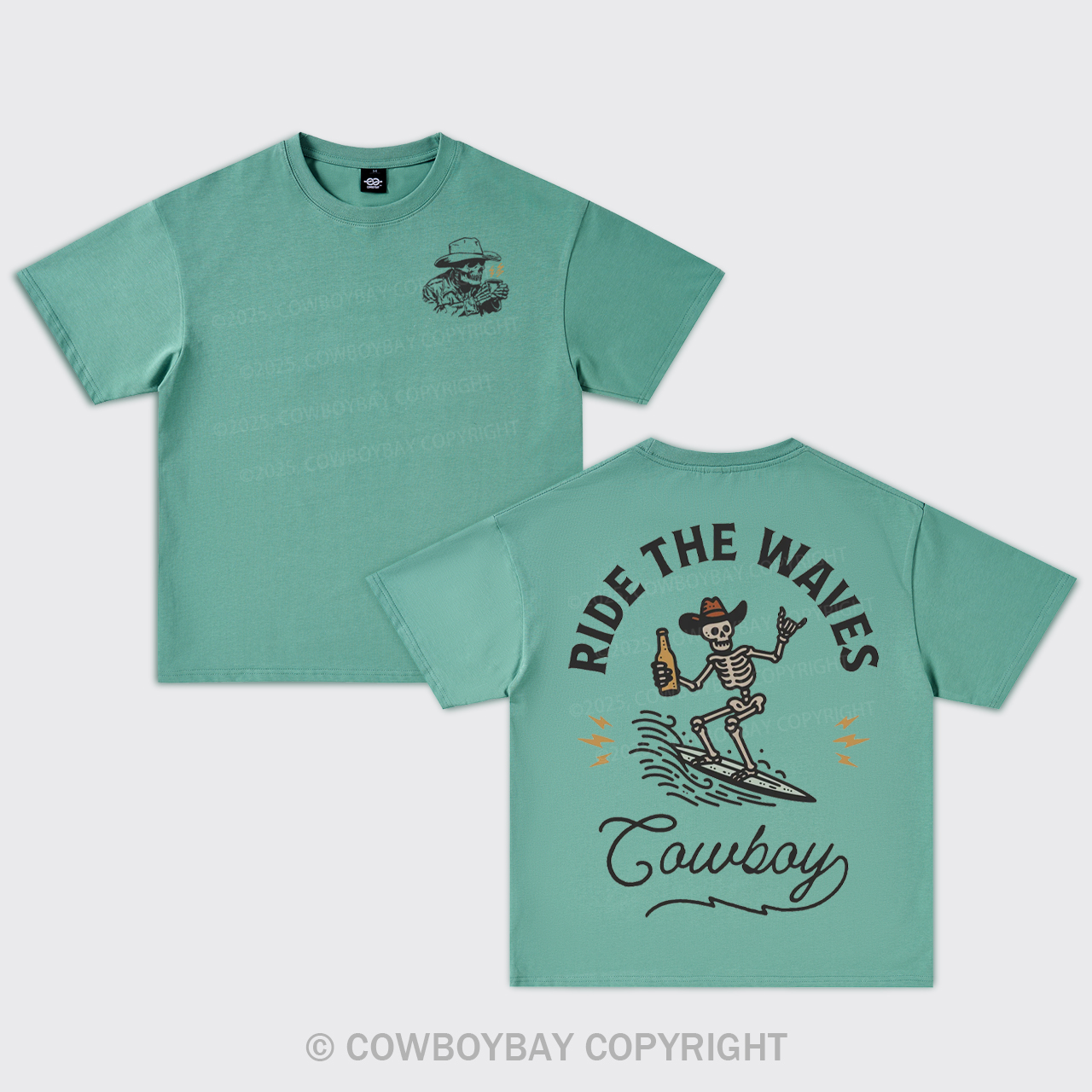 Surfing Cowboy Skeleton Oversize T-Shirts