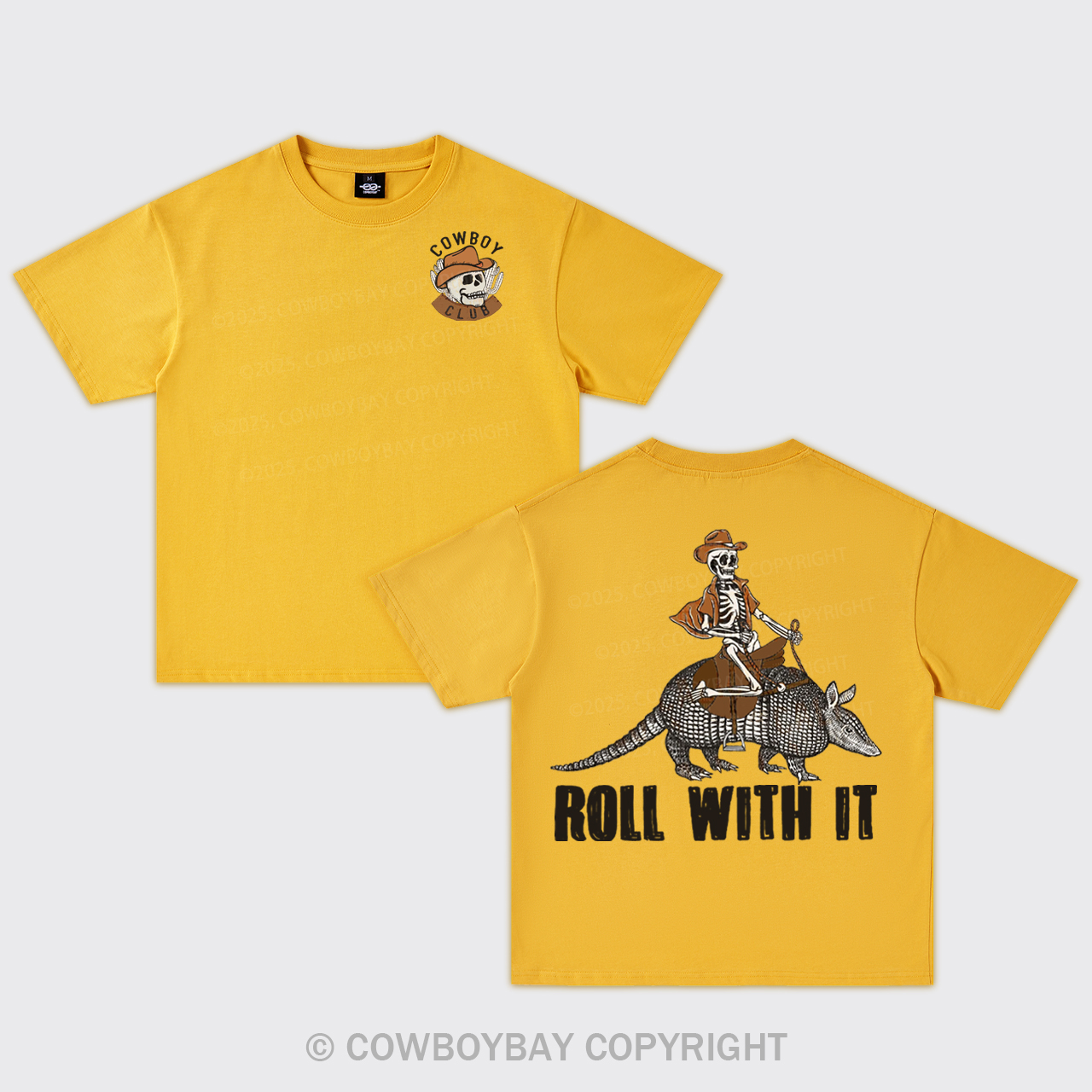 Cowboy Skeleton Rides Armadillo Oversize T-Shirts