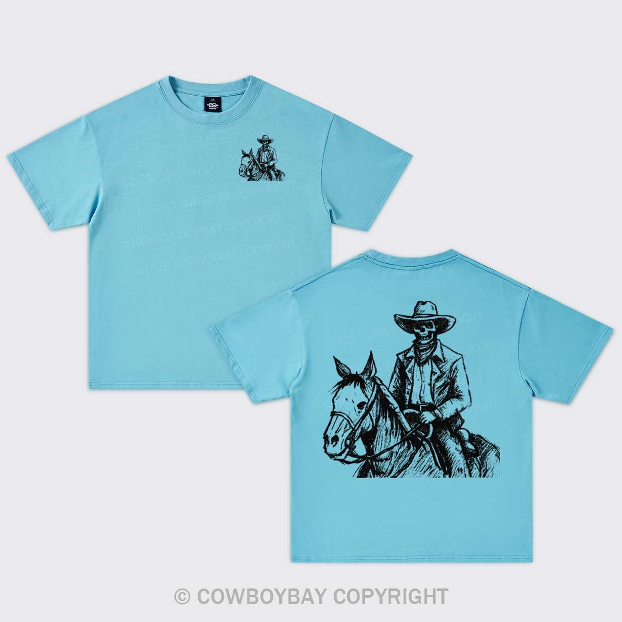 Skeleton Cowboy On Horseback Oversize T-Shirts