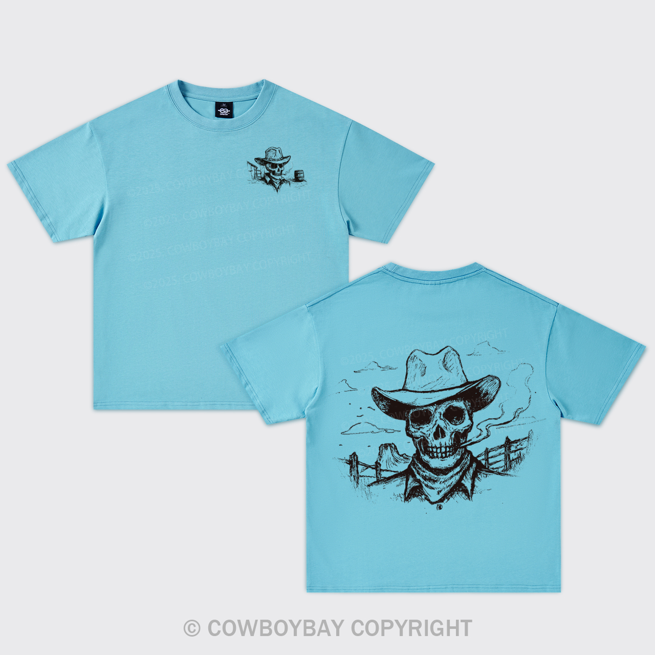 Skeleton Cowboy Smoking Oversize T-Shirts