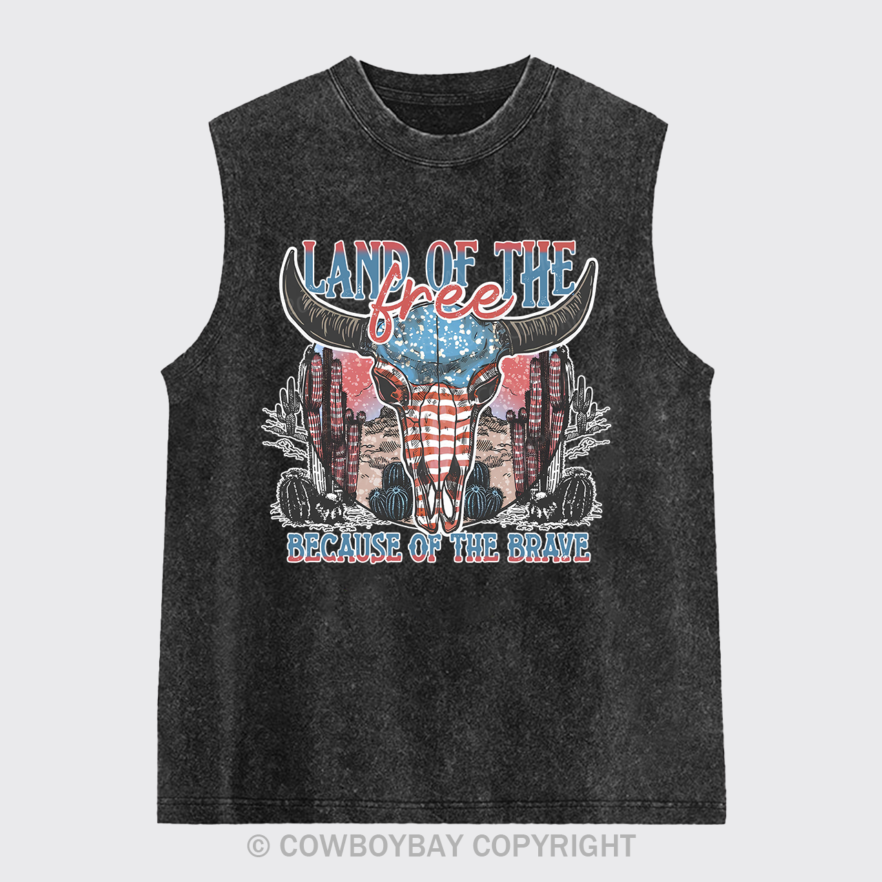 4th Of July And Cow Skull Washed Tanks