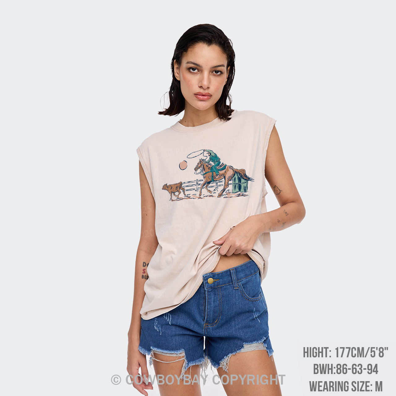 Western Cowboy Rodeo Washed Tanks