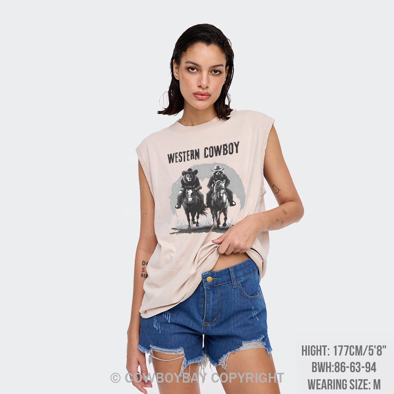Accoon And Lion Cowboy Washed Tanks