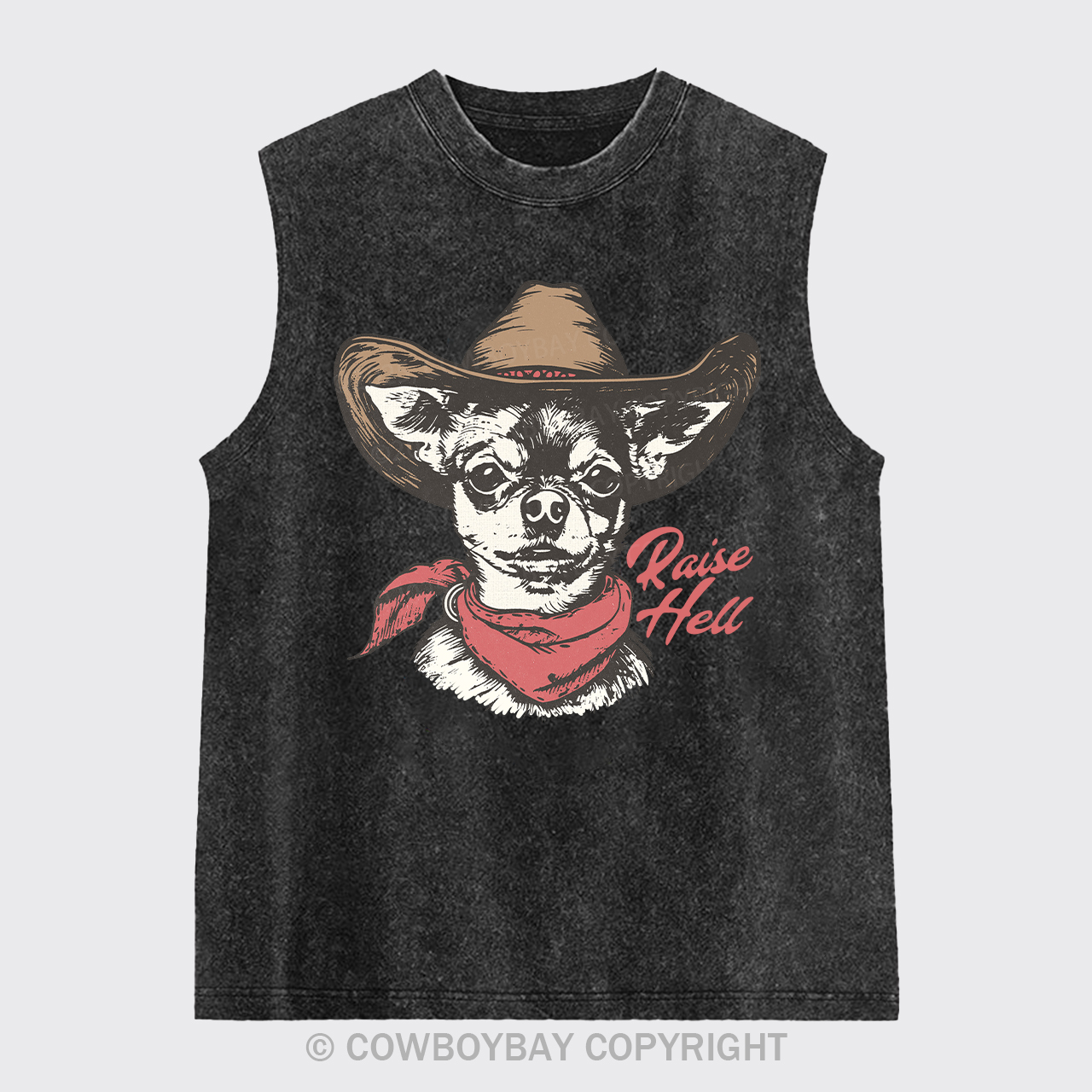 Cowboy Chihuahua,Raise Hell Washed Tanks