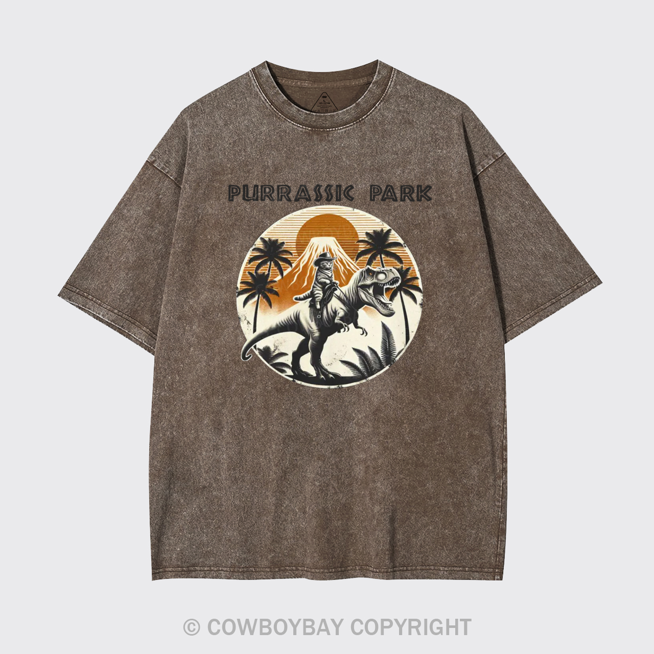 Cowboy Cat Riding Dinosaur Garment-dye Tees