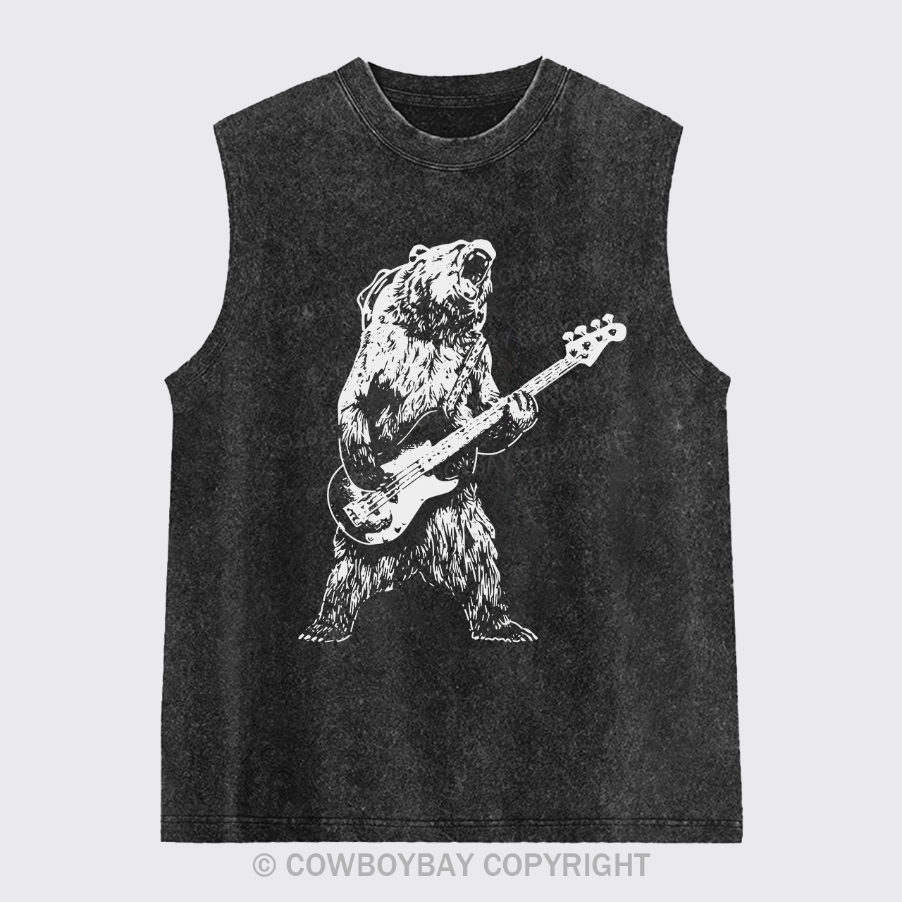 Bear Playing Bass Guitar Washed Tanks